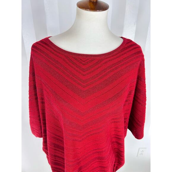 LINDA MATTHEWS Women’s Sparkling Red Lightweight Sweater Sz 1X - Picture 5 of 8